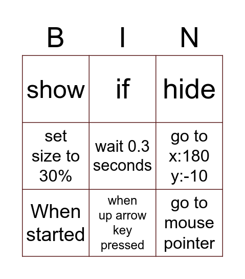 Programming Bingo Card