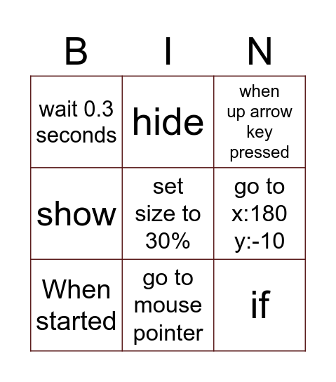 Programming Bingo Card