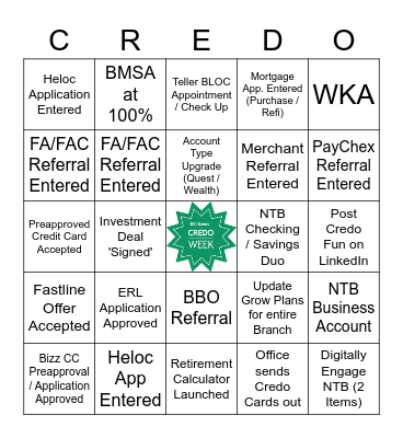 CREDO - Citizens Edition Bingo Card