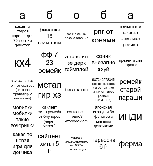 череп череп череп череп череп Bingo Card