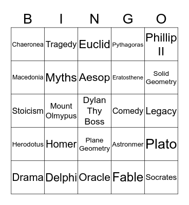 S.S BINGO by Dell the awesome and cool, Dylan the Great Bingo Card