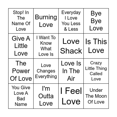 Love Is All Around Bingo Card