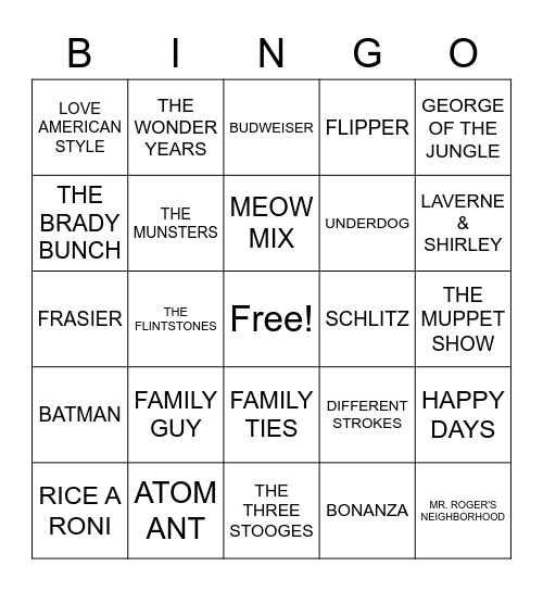 TV THEME COVER ALL Bingo Card