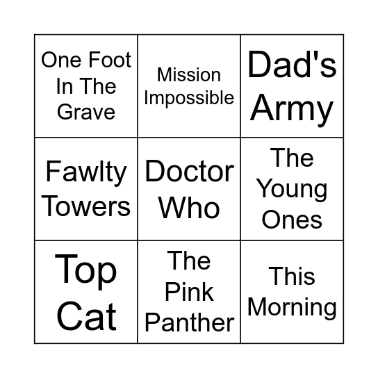 Telly Addicts Bingo Card