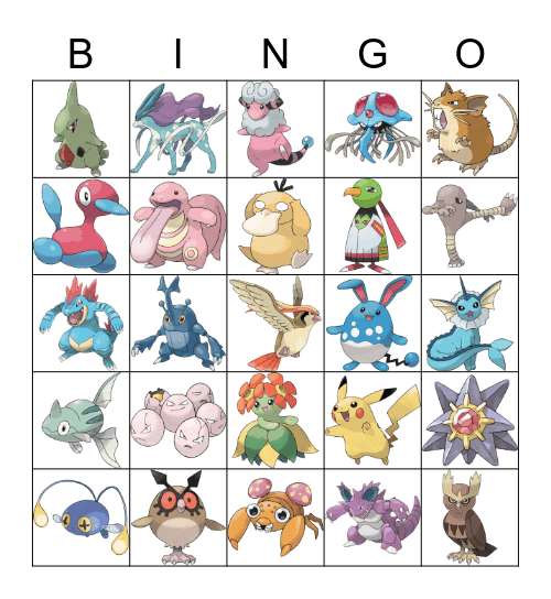 Pokemon Bingo (Johto) Bingo Card