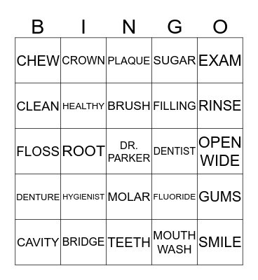 DR. PARKER'S BINGO Card