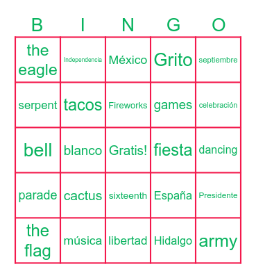 Mexico Bingo Card