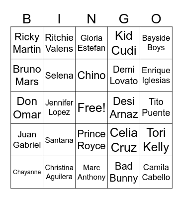 Hispanic Heritage Month Bingo Card