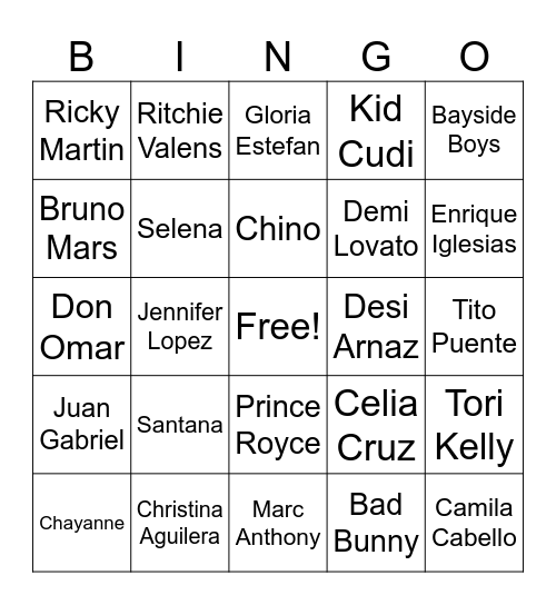 Hispanic Heritage Month Bingo Card