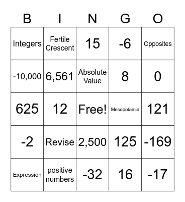 Math Bingo 9-16-22 Bingo Card
