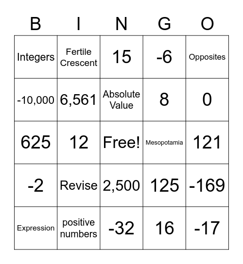 Math Bingo 9-16-22 Bingo Card