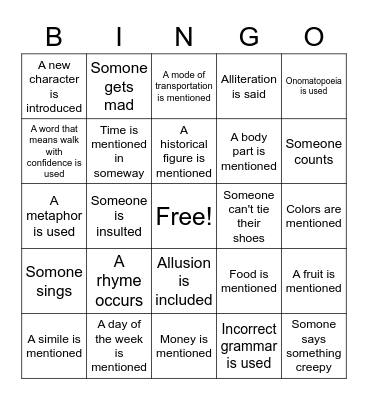 Coming of Age Bingo Card