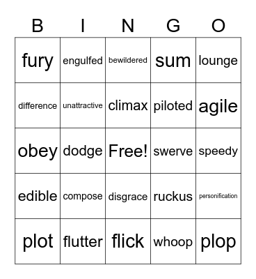 Vocabulary Bingo Card