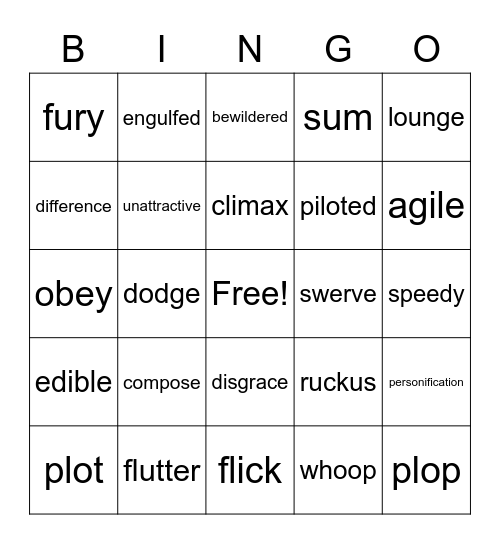 Vocabulary Bingo Card