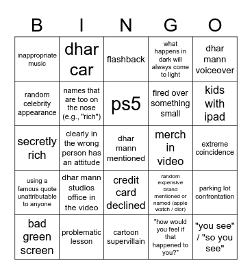 Dhar Mann Bingo v2 Bingo Card