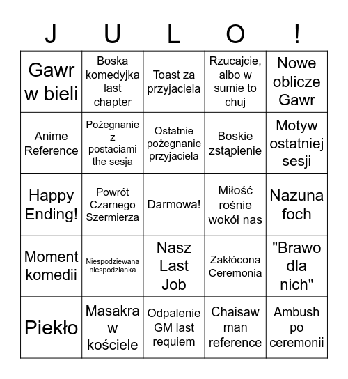 Sesja Requiem Bingo Card