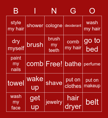 Daily Routine Bingo Card
