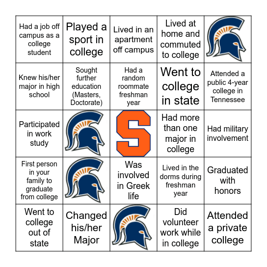 College App Week Trivia Bingo Card