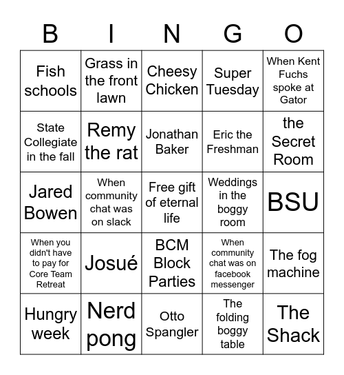 Boomer Bingo Card