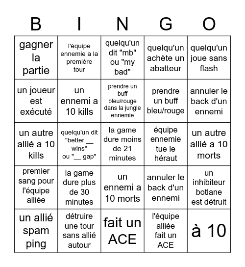 BINGO LOL DE YOONNS ! Bingo Card