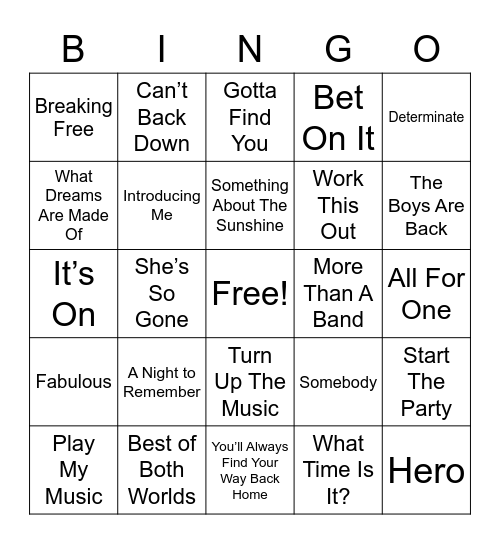 DCOM Music Bingo Card