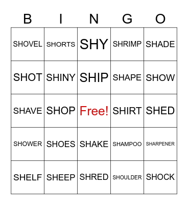 SH BINGO Card