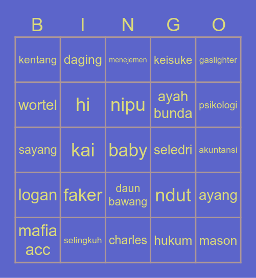 kai Bingo Card