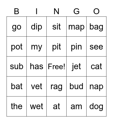 Reading Bingo Card