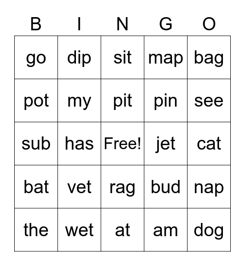 Reading Bingo Card