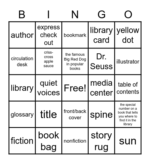 Library Bingo Card