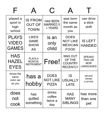 SEPTEMBER 19, 2022 Bingo Card