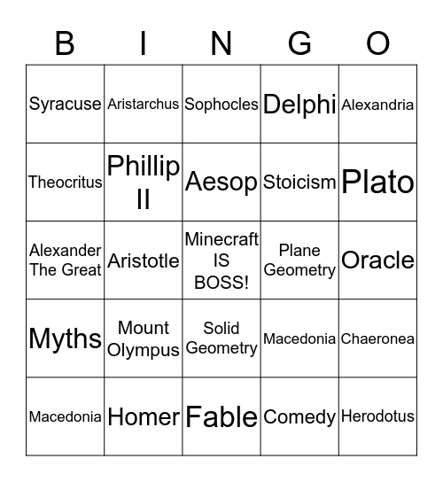 S.S BINGO by Dell the awesome and cool, Dylan the Great Bingo Card