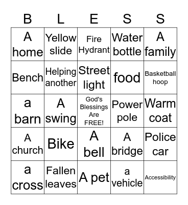Blessing Bingo Card