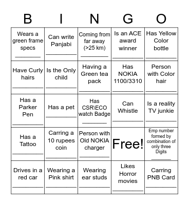 Fun Friday Mingling Bingo Card