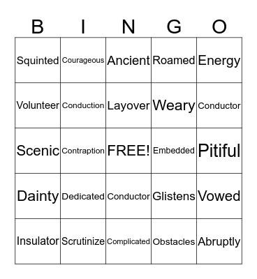 Vocabulary Bino Bingo Card