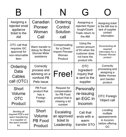 Private Brands Bingo Card