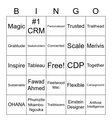 Dreamforce 2022 Keynote Buzzword Bingo Card