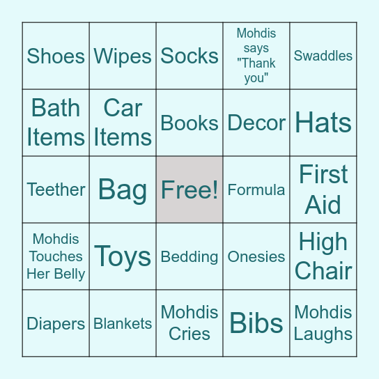 Baby Baker Bingo! Bingo Card