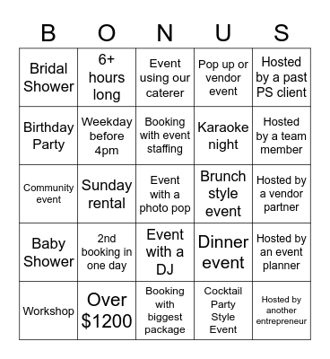 Tic Tac Bonus Bingo Card