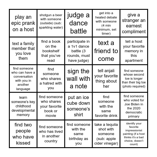 Bingo Bango Bongo Bingo Card