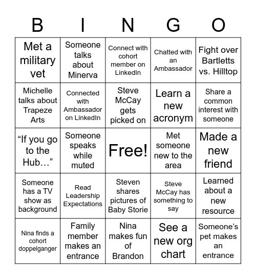 General Dynamics Boot Camp Bingo! Bingo Card