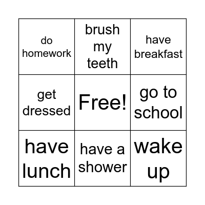Daily Routines Bingo Card