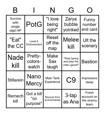 stillasax OW Bingo Card