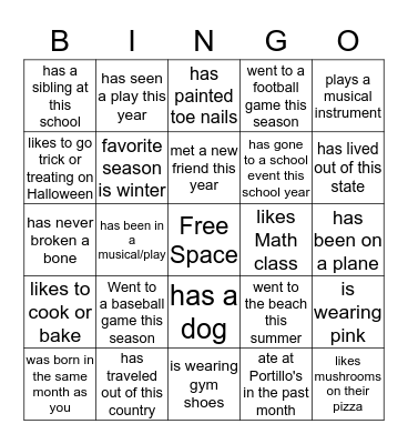 Snowflake Fall Retreat-Find someone who... Bingo Card