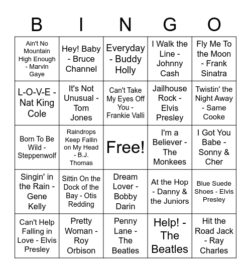 Music BINGO! Bingo Card