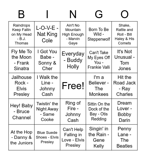 Music BINGO! Bingo Card