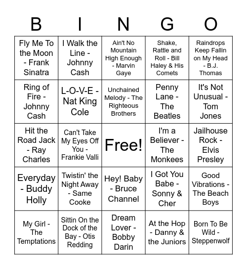 Music BINGO! Bingo Card