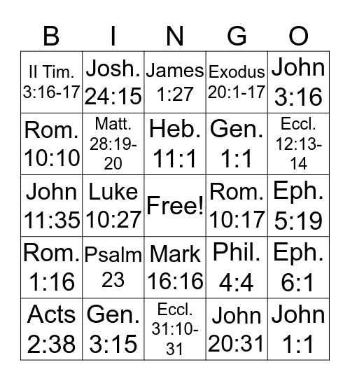 Where Is it in the Bible? Bingo Card
