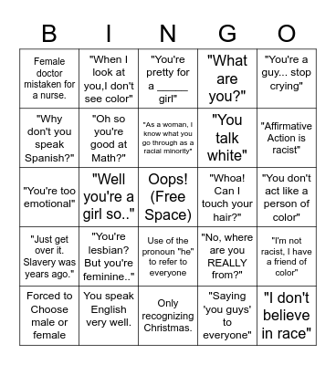 Ouch, Oops! Bingo Card