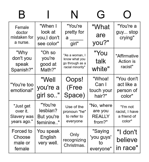 Ouch, Oops! Bingo Card